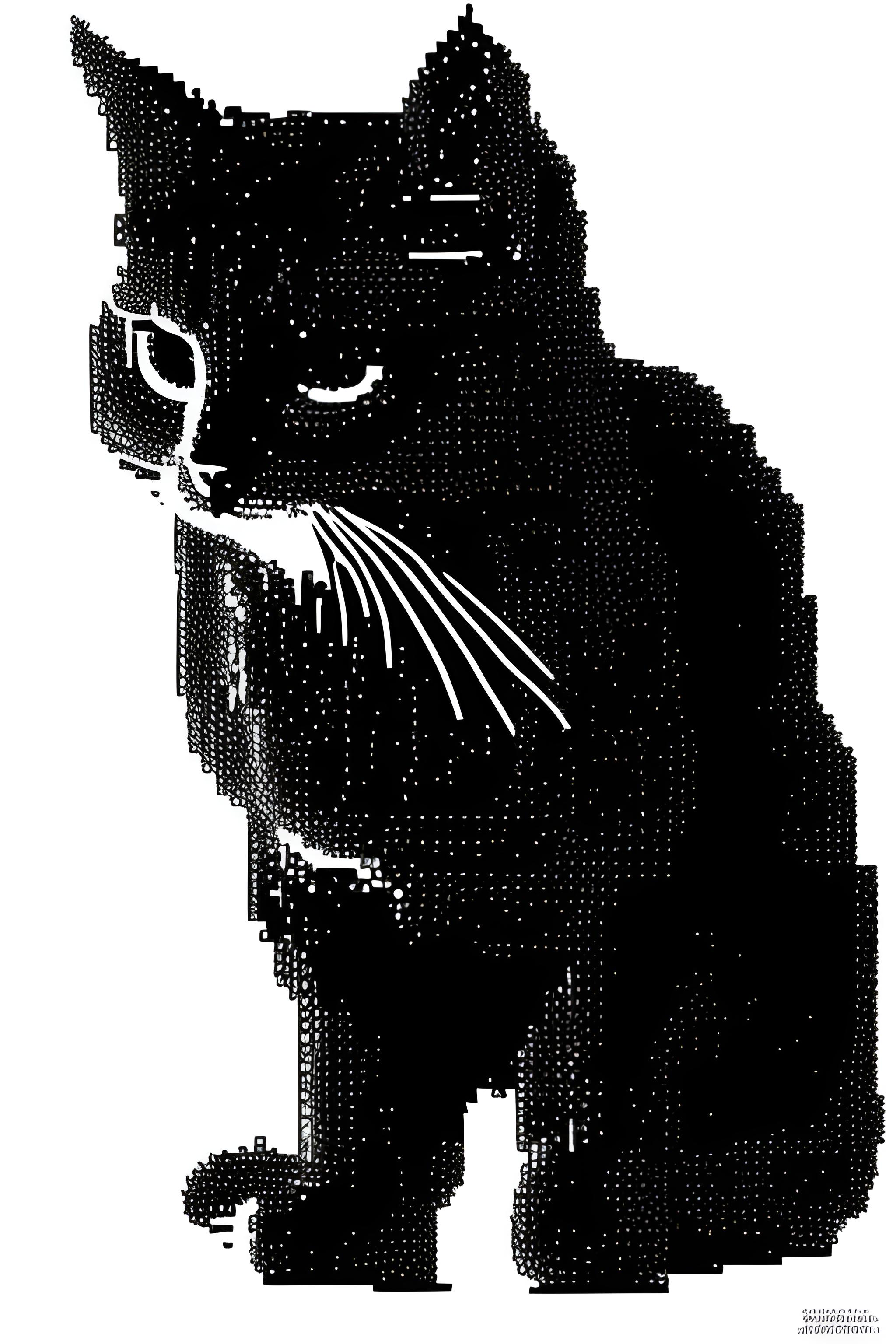 Pixel art 8bit, cat, digital art, black background, black and whit colors |  Wallpapers.ai